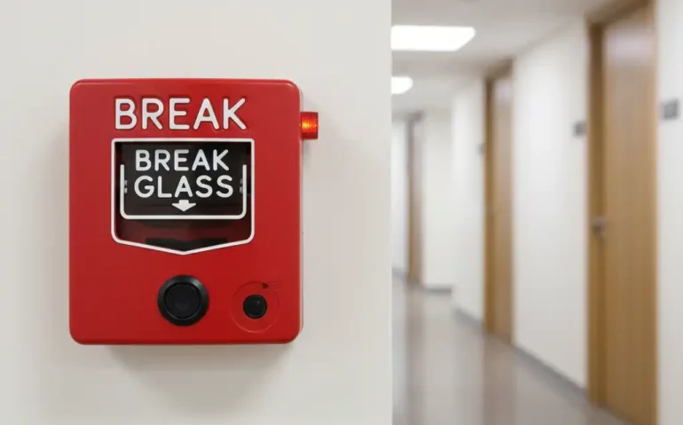 Manual call point merah untuk aktivasi alarm kebakaran secara manual