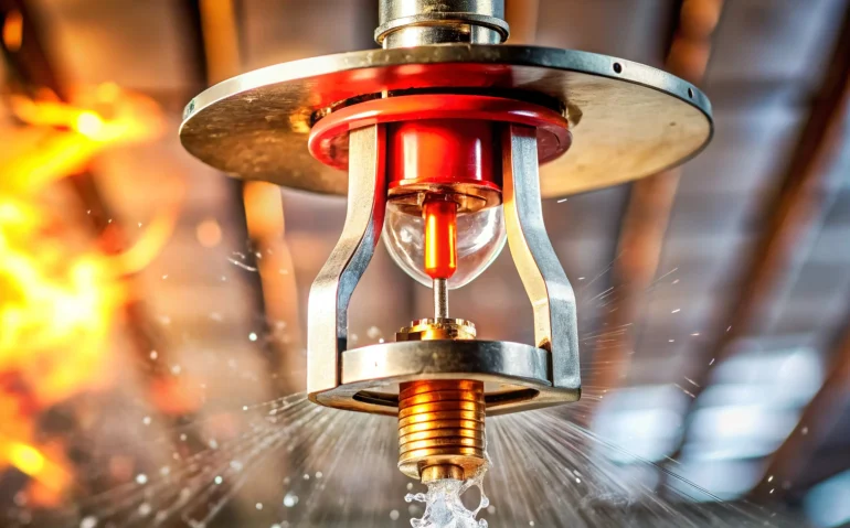 photo-fire-sprinkler-system-there-are-red-sprinkler-heads-ceiling